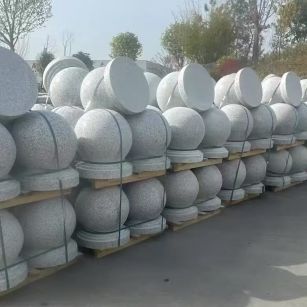 丽水 白麻花岗岩石材圆球，石球，挡车球，隔离球，景观石球，风水球等