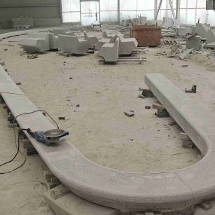 丽水 芝麻白花岗岩弧形花坛石，坐凳石