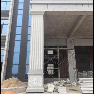 丽水 芝麻白光面花岗岩门楼大柱（罗马柱）配雕花底座