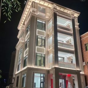 丽水 芝麻白花岗岩别墅外墙夜间效果