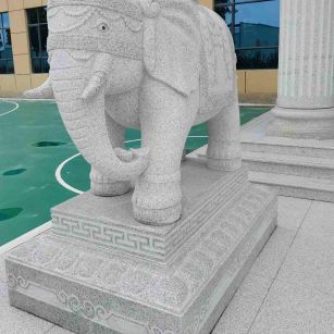丽水 白麻花岗岩动物异形石雕-大象