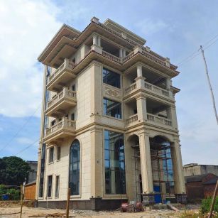 丽水 黄金麻花岗岩石材别墅外墙干挂搭配（雕花栏杆花瓶柱门楼罗马柱）