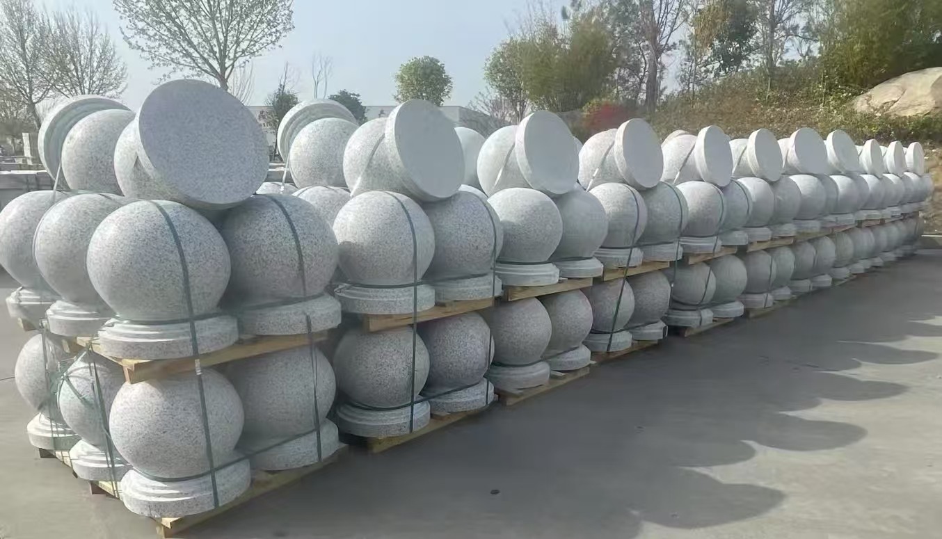 丽水 白麻花岗岩石材圆球，石球，挡车球，隔离球，景观石球，风水球等