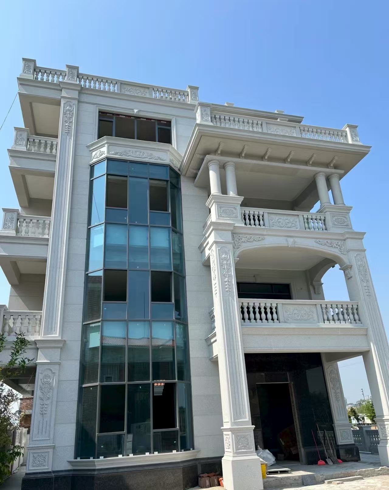 丽水 白麻花岗岩别墅外墙干挂效果展示