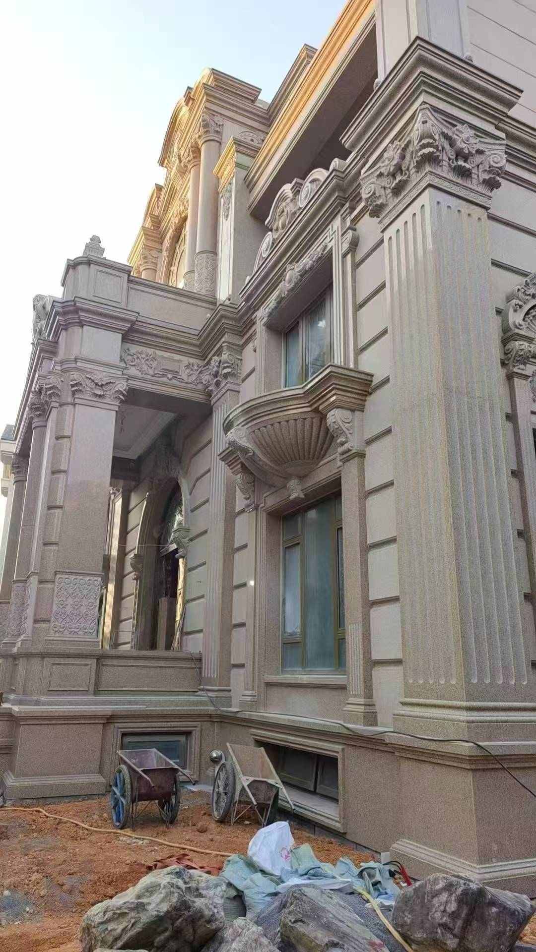 丽水 黄金麻花岗岩光面别墅外墙干挂施工完成