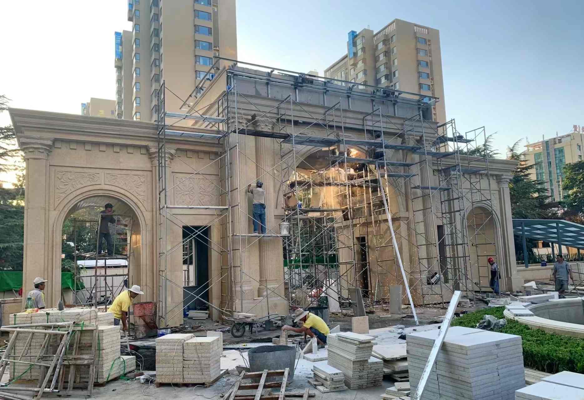 丽水 黄金麻荔枝面花岗岩小区门楼外墙干挂