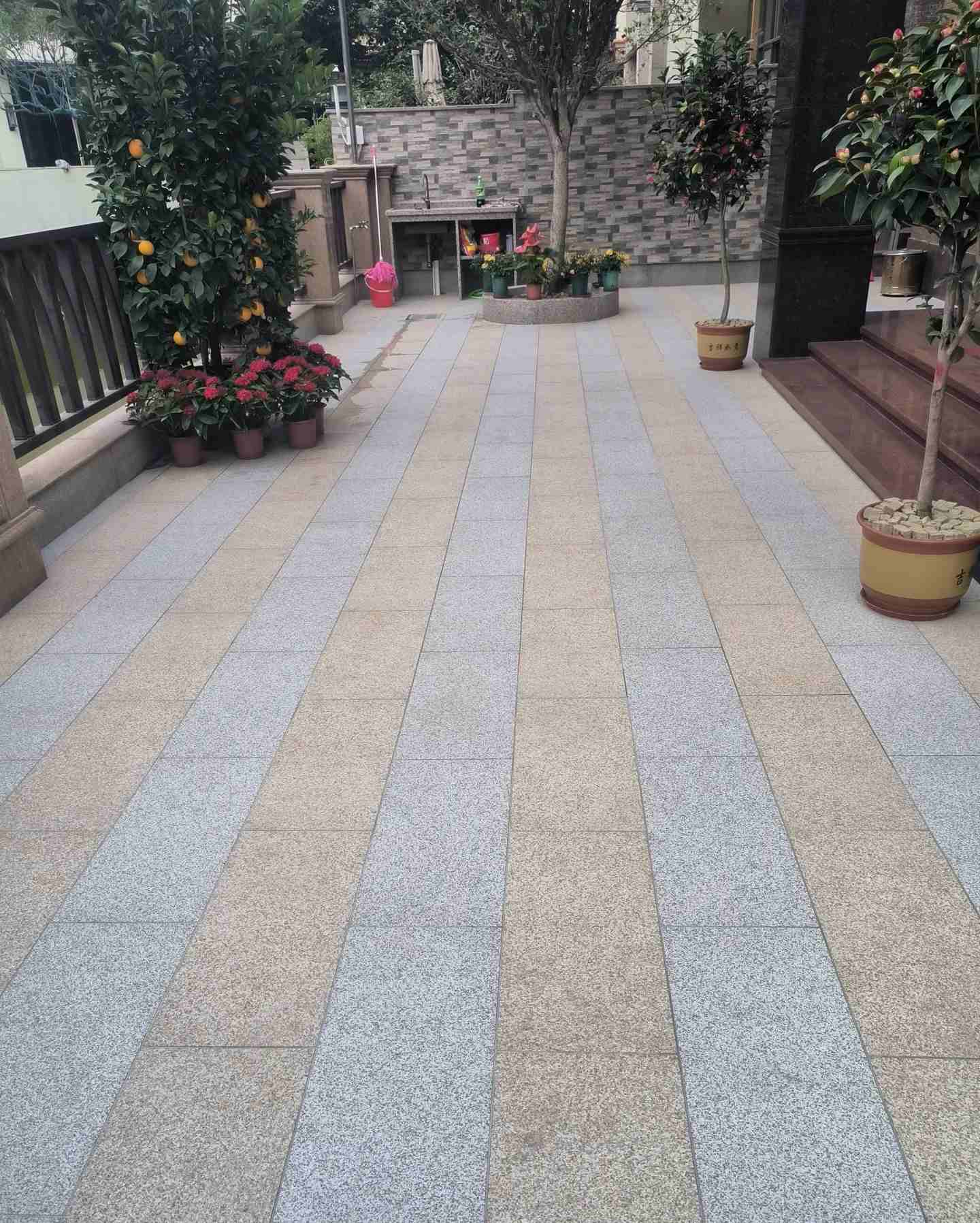 丽水 黄金麻白麻荔枝面庭院铺装展示