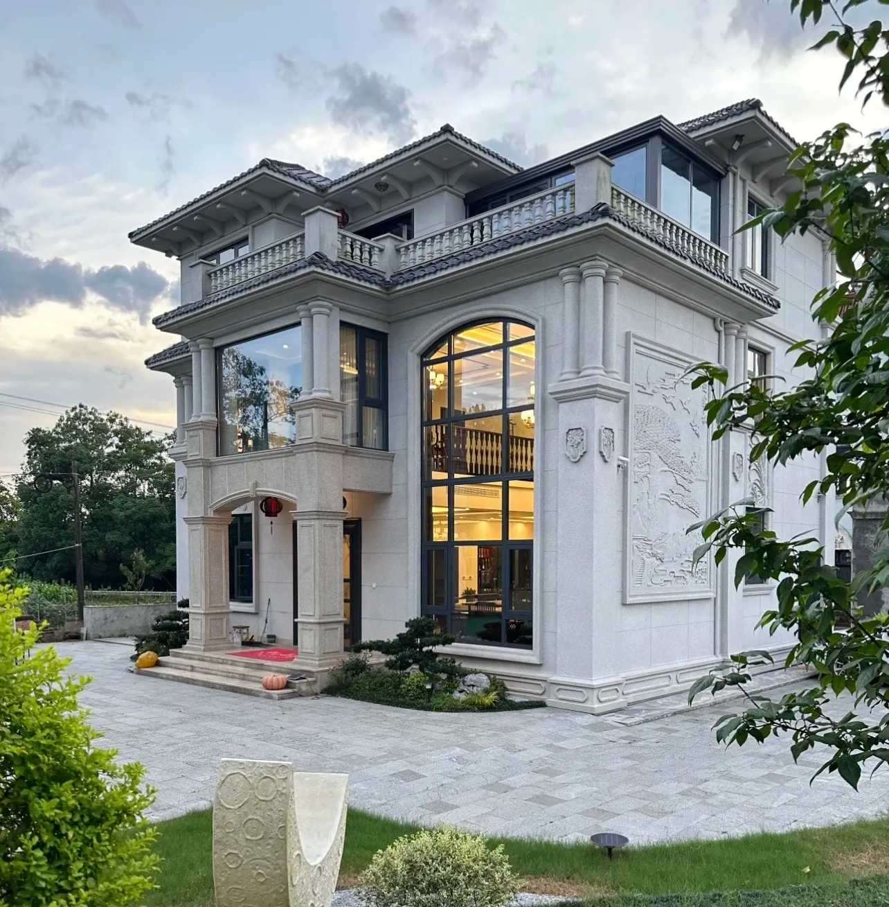 丽水 白麻花岗岩私人别墅干挂石材豪华定制