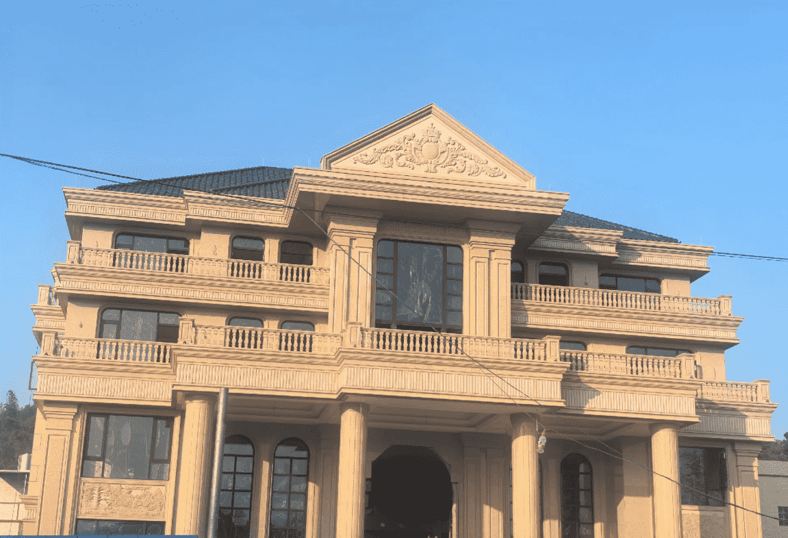 丽水黄金麻别墅外墙干挂石材效果示例